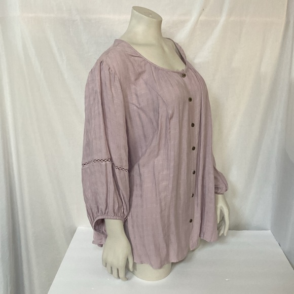 KNOX ROSE Women’s Button Down Blouse Plus Size 1X Balloon Sleeves Lavender NWOT - Picture 1 of 9